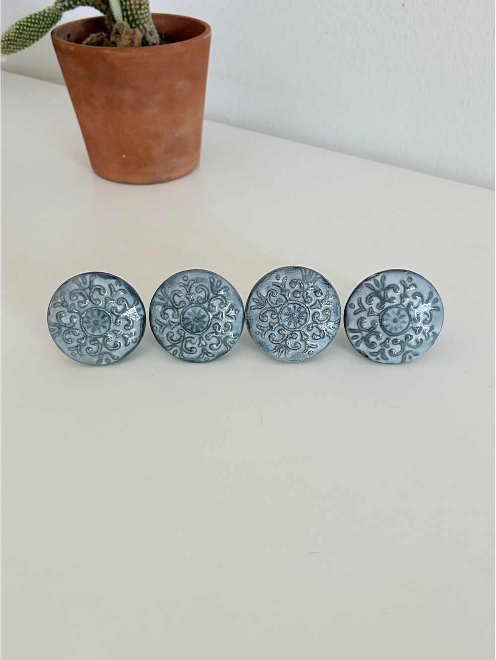 Victorian Ornate Blue Ceramic Door Knob